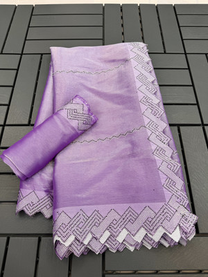 JENNYFEB Embellished Bollywood Jimmy choo Saree(Purple)