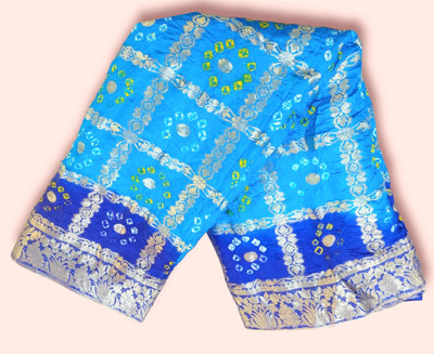 Aaradhya Fashion Printed Bandhani Art Silk Saree(Blue)