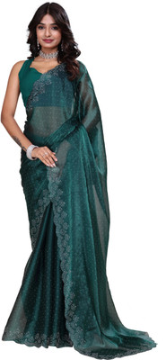 JS Clothing Mart Embellished Bollywood Jimmy choo Saree(Brown)