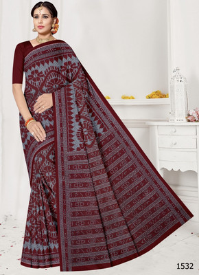 Tareni Printed Sambalpuri Pure Cotton Saree(Multicolor)