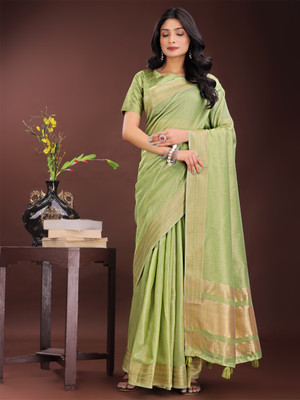 Divastri Woven Banarasi Organza Saree(Green)