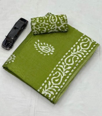 pramukh creation Printed Daily Wear Chanderi Saree(Green)