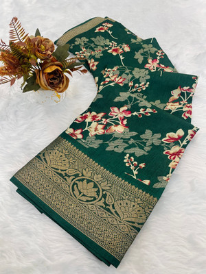 ZARISTACREATION Woven Bollywood Dupion Silk Saree(Green)