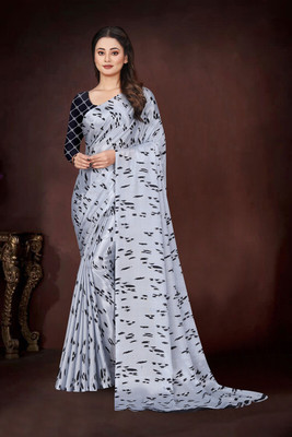 jihana fab Printed Bollywood Georgette Saree(Grey)