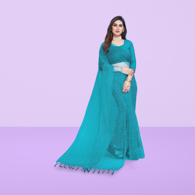 BHAGWATI ART Self Design Bollywood Net Saree(Green)