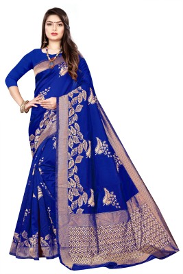 Sanghvisshop Woven Kanjivaram Jacquard, Pure Silk Saree(Blue)