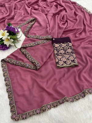 K 5 FASHION Self Design Bollywood Georgette Saree(Pink)