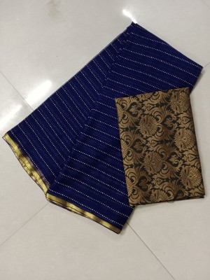 Shubh Shree Self Design Banarasi Chiffon Saree(Blue)