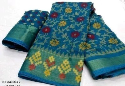 Laaksha Creation Self Design Patola Cotton Blend Saree(Multicolor)