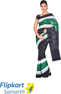 handloom paridhaan Printed, Dyed Daily Wear Pure Cotton Saree(Black)