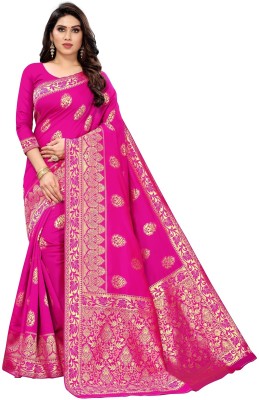 AIREVO Printed Kanjivaram Art Silk Saree(Pink)