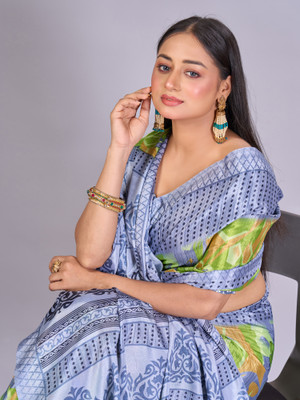 AVM SILK MILLS Printed Daily Wear Crepe Saree(Multicolor)