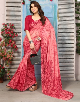 Samah Printed Daily Wear Chiffon, Georgette Saree(Pink)