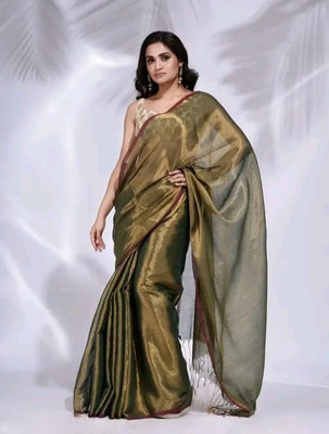 Bhadra Shopping Store Woven Handloom Handloom Tissue Saree(Mustard)