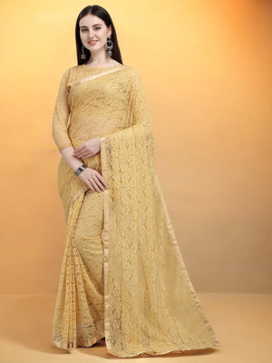 NORAFLEX Embroidered Bollywood Net Saree(Brown)