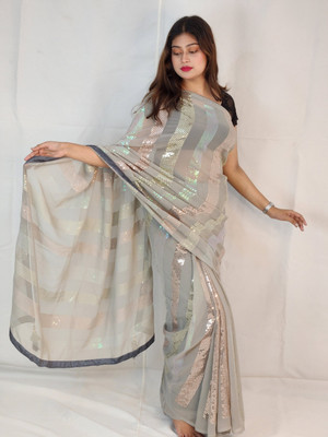 Divastri Self Design Bollywood Georgette Saree(Grey)