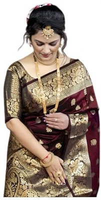 HK SHOPEE Solid/Plain Bollywood Chiffon Saree(Maroon)