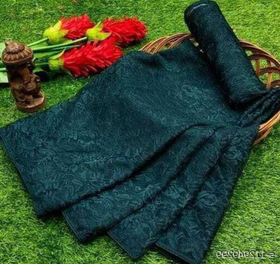 Saadhvi Printed Chanderi Cotton Blend Saree(Green)