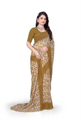 pvssaree Floral Print Bollywood Georgette Saree(Green)