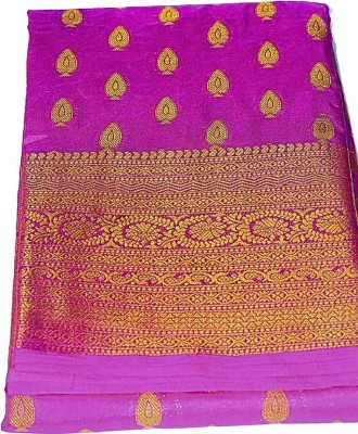 Eraadha Self Design Banarasi Silk Blend, Tussar Silk Saree(Pink)