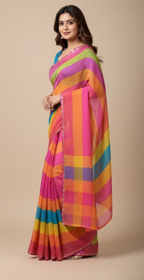 RIDDHI Printed Leheria Georgette Saree(Multicolor)
