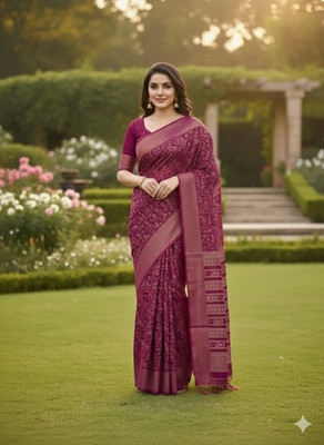 VKARAN Printed, Animal Print Bollywood Art Silk Saree(Purple)