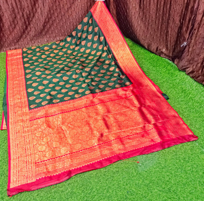 Spewim Woven Paithani Art Silk Saree(Green)