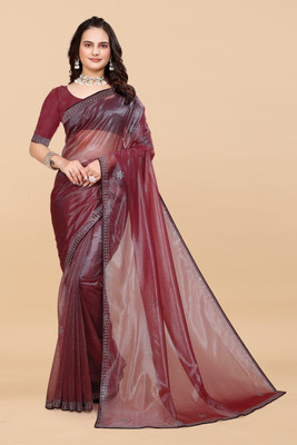 VPSLOENS Solid/Plain Bollywood Raw Silk Saree(Maroon)