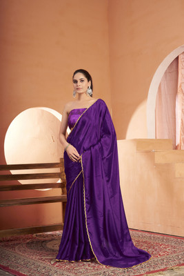 Rashmi Sarees Solid/Plain Bollywood Chiffon Saree(Purple)