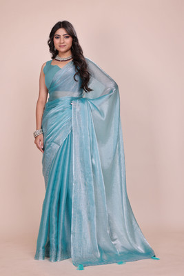 Indian Fashionista Embellished Bollywood Jimmy choo Saree(Light Blue)