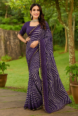 Samai Printed Daily Wear Georgette Saree(Purple)