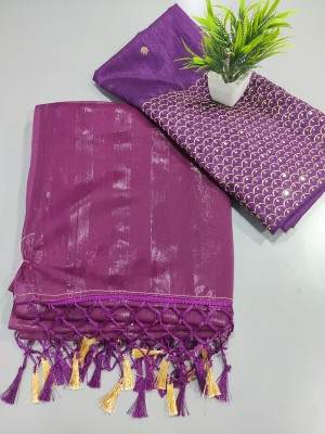 online bazaarr Self Design Bollywood Chiffon Saree(Purple)