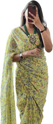 Sidhidata Floral Print Bollywood Georgette Saree(Green)