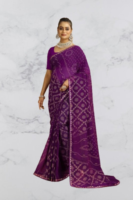 MAHARAJ SAREES Digital Print Bollywood Georgette Saree(Purple)
