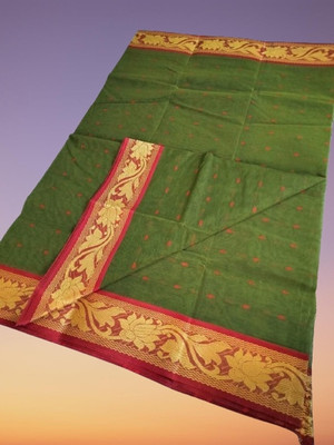 Duttafashion Woven Tant Pure Cotton Saree(Red)