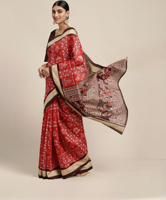 ANOUK Printed Sambalpuri Art Silk Saree(Red)