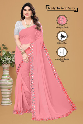 Radhika Creation Embellished Bollywood Georgette, Chiffon Saree(Pink)