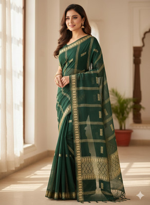 Raashreya Fashions Self Design Bollywood Satin Saree(Green)