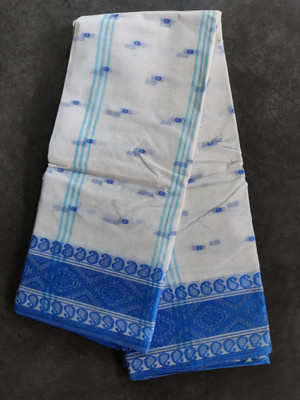 Abarani Woven Tant Pure Cotton Saree(White)