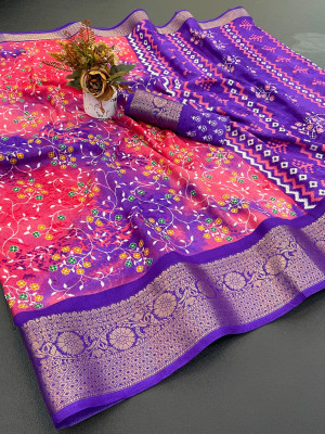 A To Z Cart Digital Print Daily Wear Art Silk Saree(Purple)