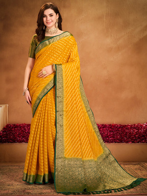Divastri Woven Kanjivaram Georgette Saree(Yellow)