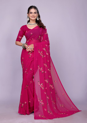 Apnisha Printed Bollywood Georgette Saree(Magenta)