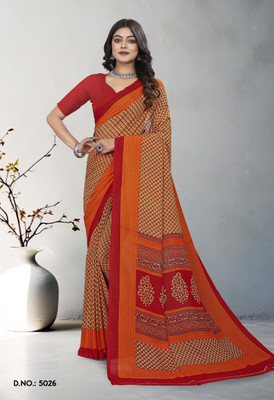 Vimla Printed Daily Wear Crepe Saree(Orange)