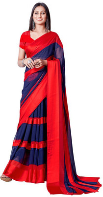 Sita Striped Bollywood Georgette Saree(Red)