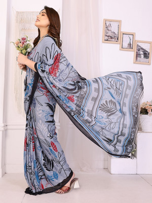 HITESH ENTERPRISE Floral Print Daily Wear Georgette Saree(Grey)