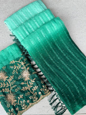 JASHALFAB Solid/Plain, Embellished Bollywood Chiffon Saree(Multicolor)