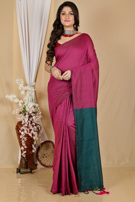STRADHA Self Design Handloom Cotton Blend Saree(Multicolor)