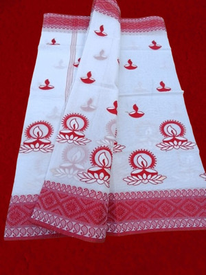 Happy Creation Woven Jamdani Cotton Blend Saree(Multicolor)