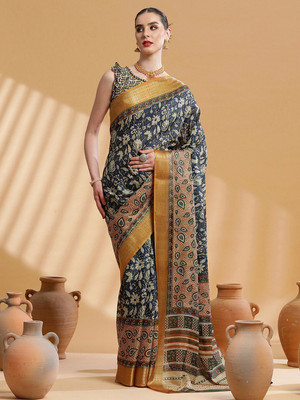 Sangria Printed Daily Wear Cotton Blend Saree(Multicolor)