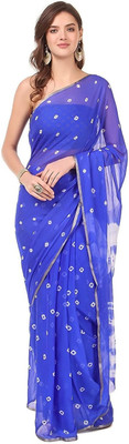 SainiVastra Printed Bollywood Chiffon Saree(Blue)